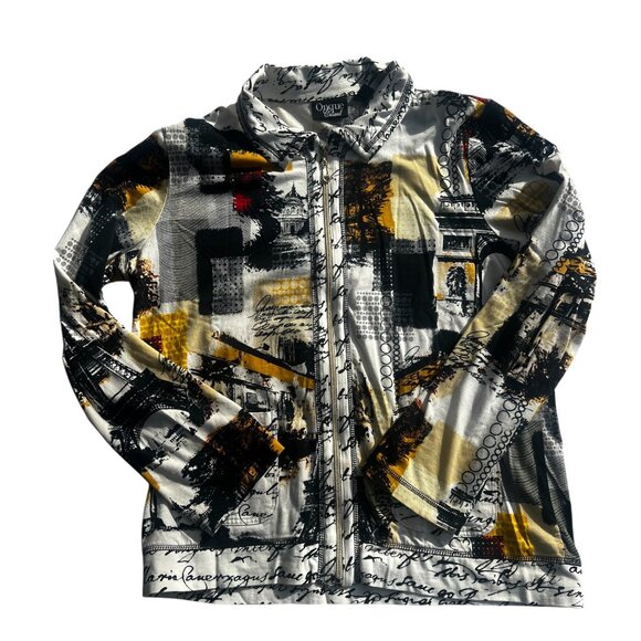 Onque Casual Paris Themed Lightweight Zip Jacket Size L - Picture 3 of 8